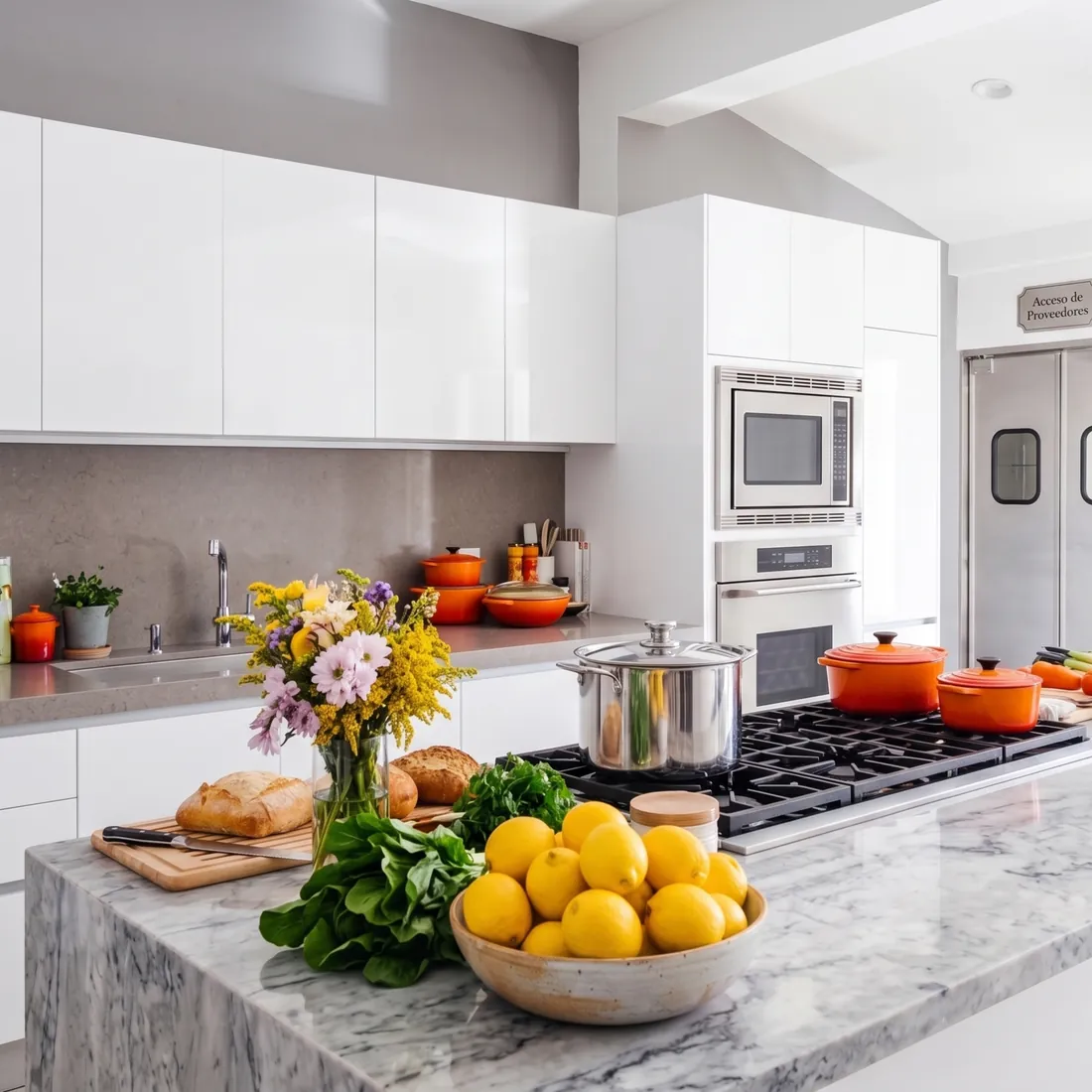Cocina industrial de catering impecable