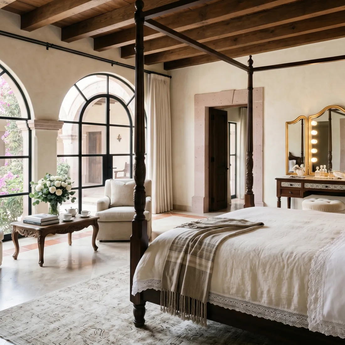 Suite nupcial de lujo colonial con tocador